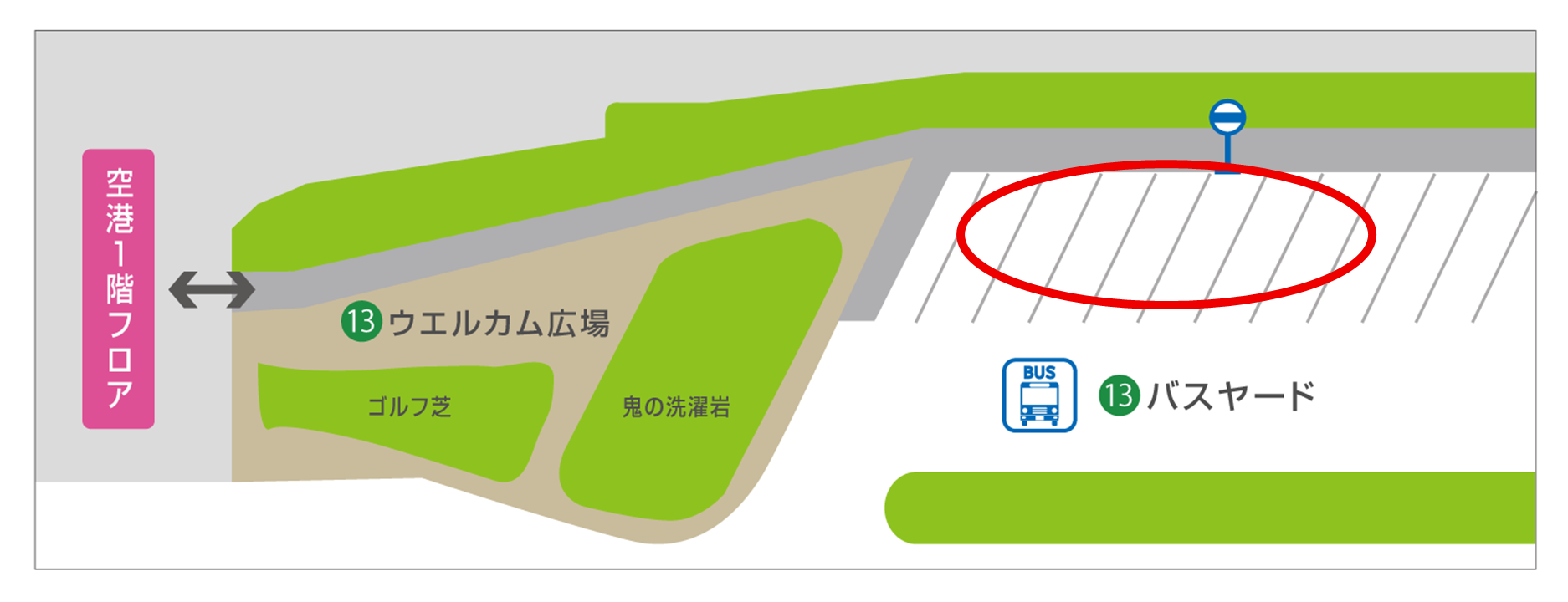 宮崎空港 バスヤード(ウエルカム広場側)