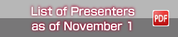 List of Presenters as of November 1 PDF