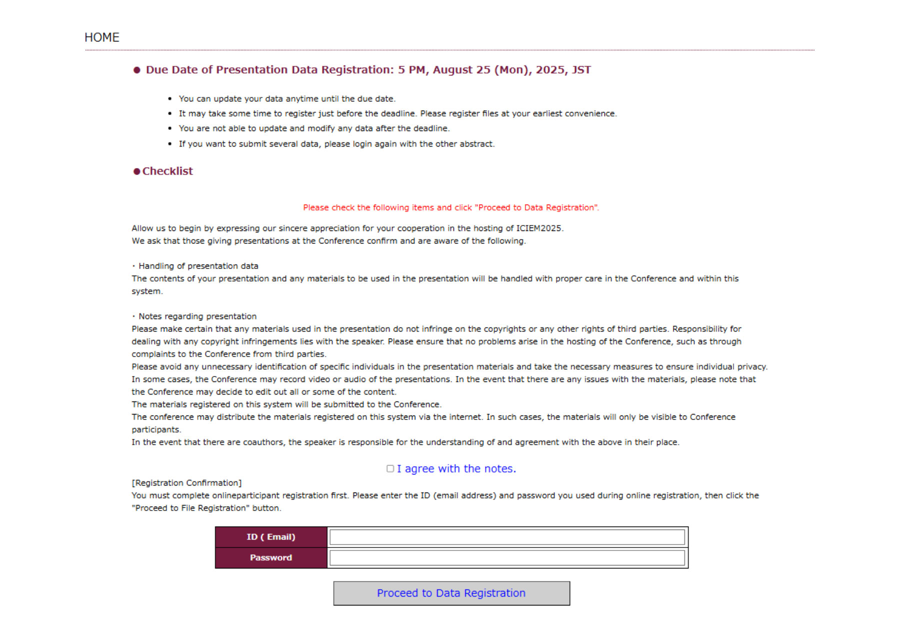 Proceed to Data Registration