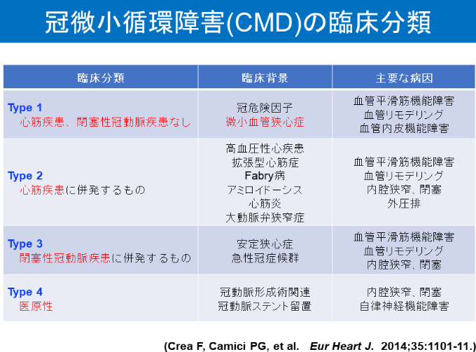 冠微小循環障害（CMD）の臨床分類